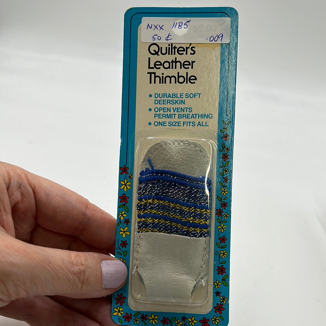Quilter's Leather Thimble, White & Blue (NXX1185)