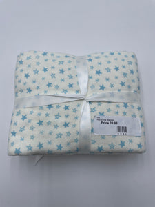 Cotton Flannelette Receiving Blanket, Stars and Ducks, Cream, Yellow, Blue (WFL0293)