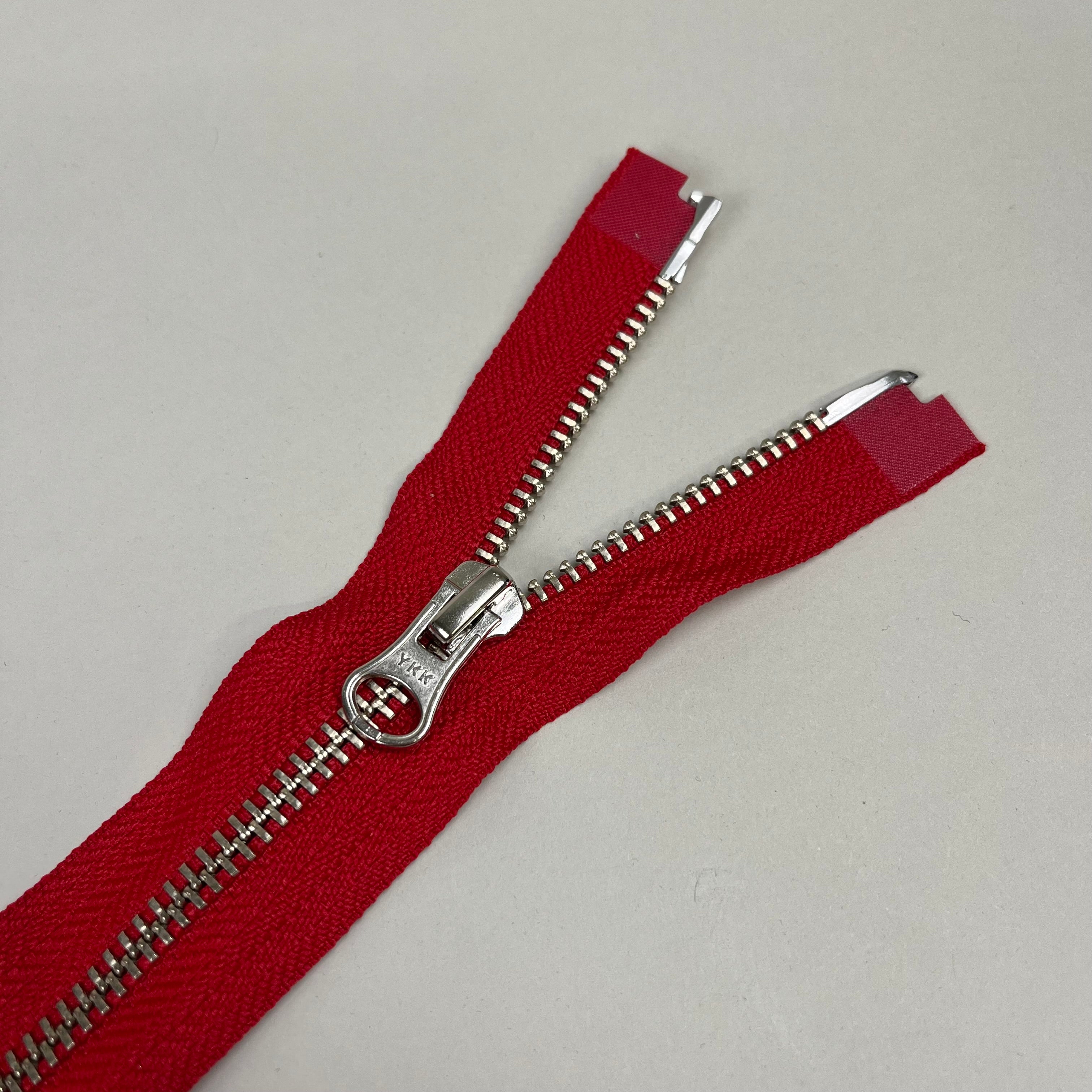 Two-Way Metal Zipper - Red & Silver/Gold 24" (NZP0451)