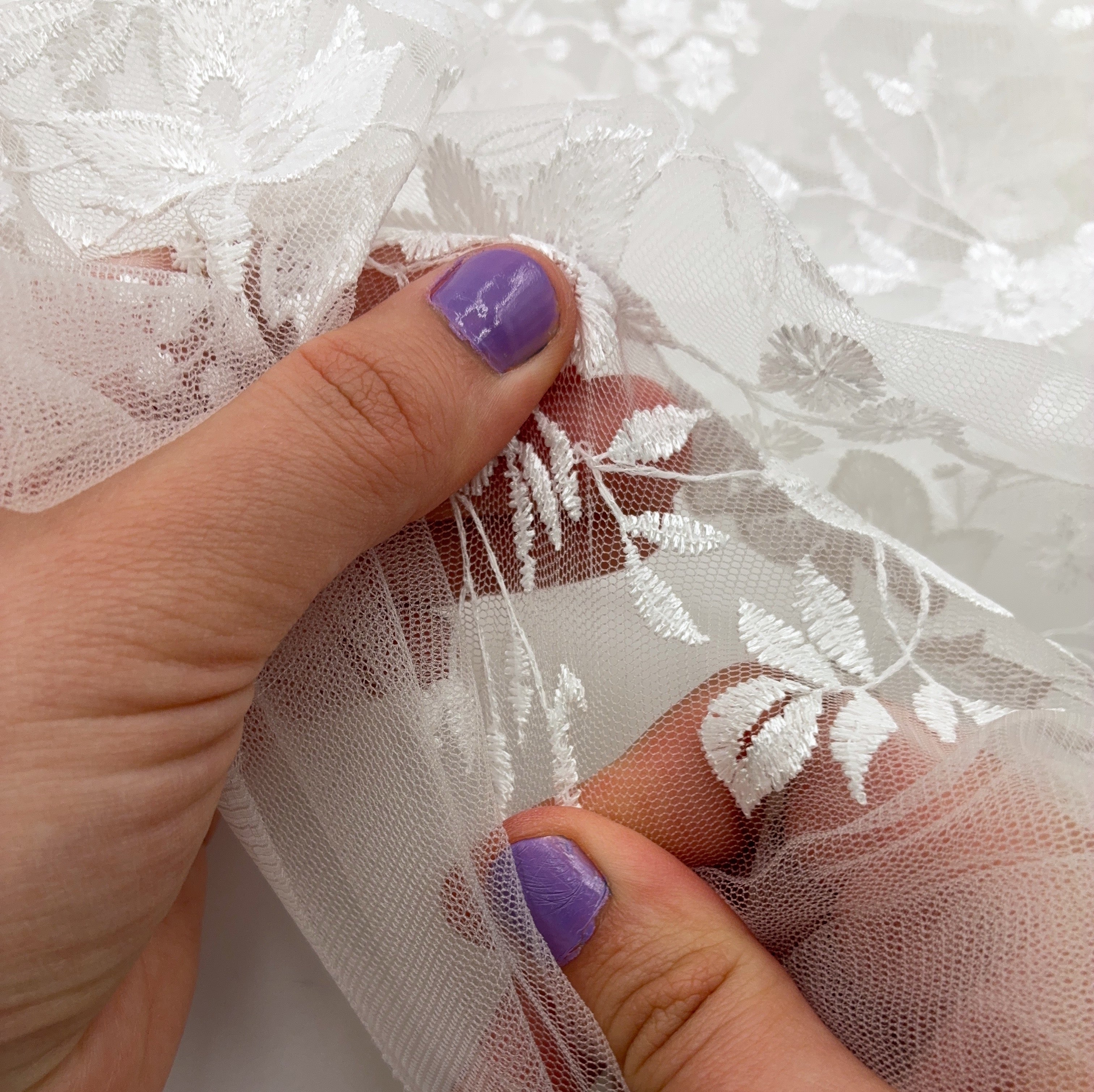 Embroidered Stretch Mesh - Opaline (KLM0239)