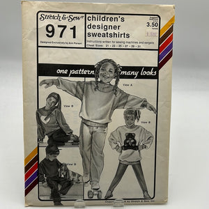 STRETCH N SEW Pattern, Children's designer sweatshirts (PSS0971)