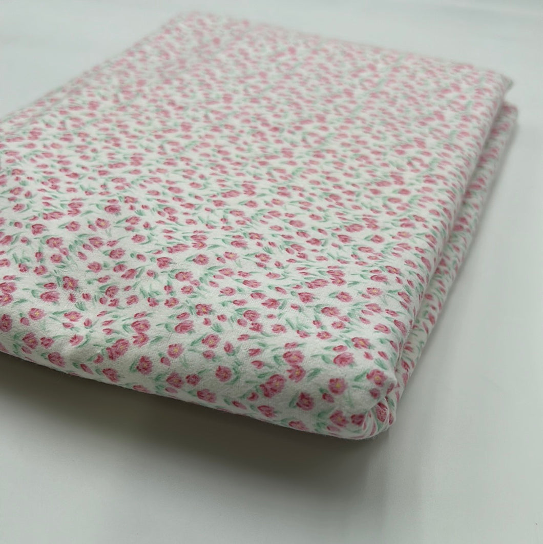 Cotton Flannelette, Pink on White (WFL0292)