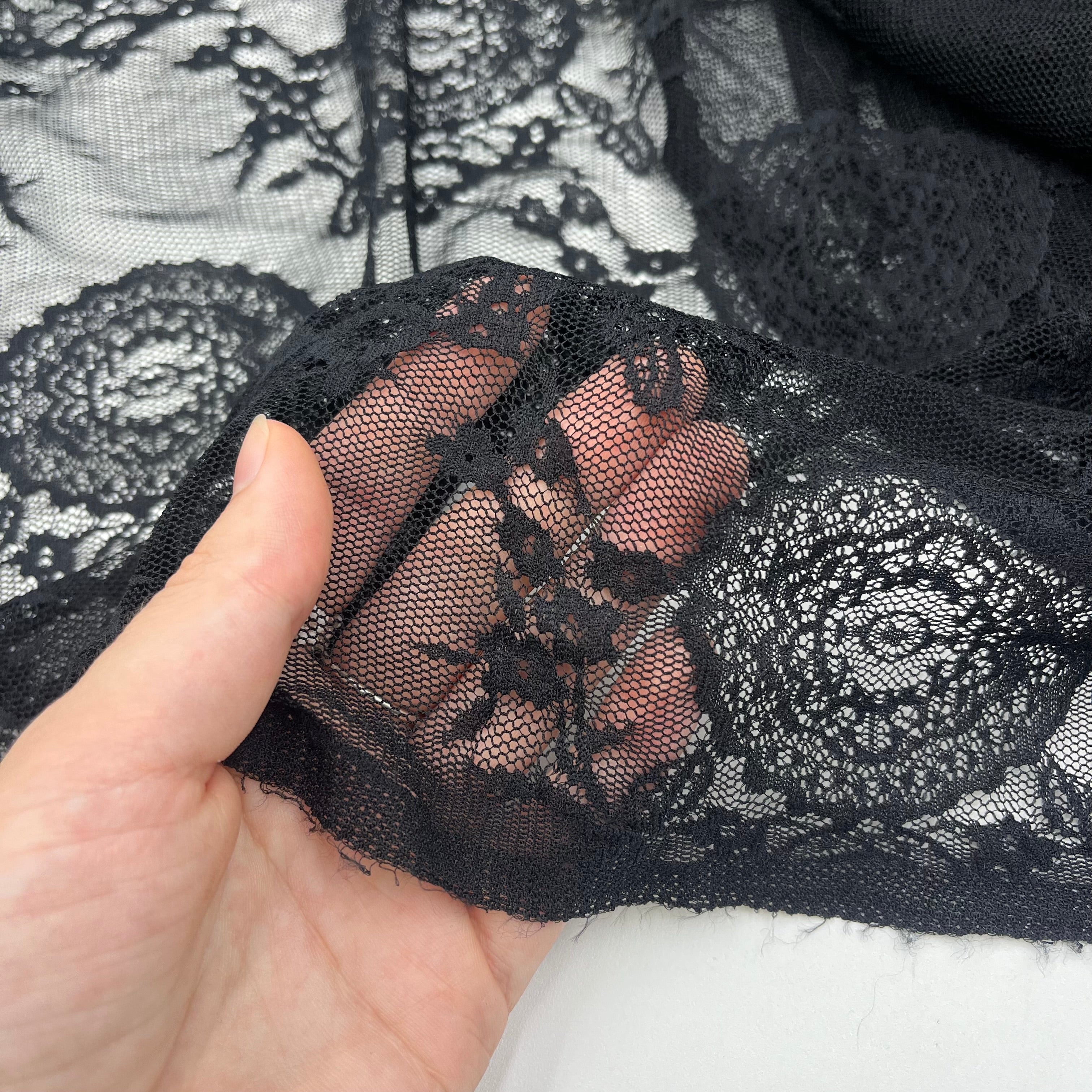 Knit Lace - Black Abstract Floral (KLM0257:8)