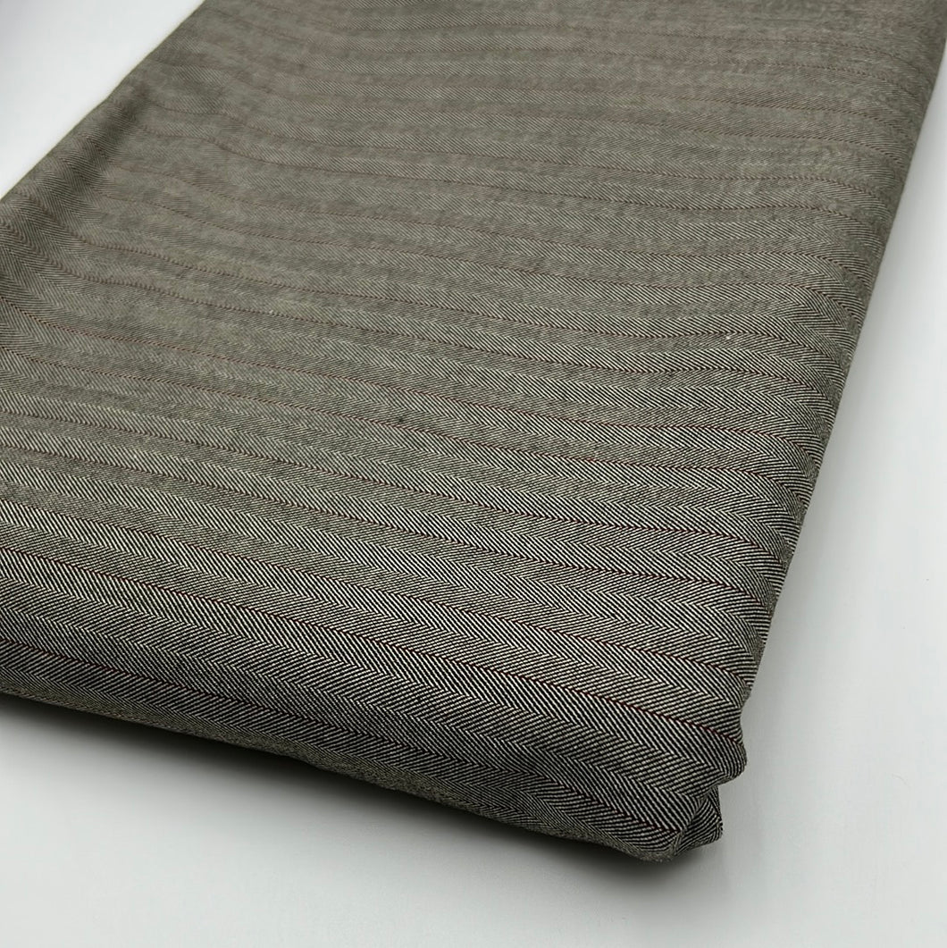 Stretch Wool Blend Suiting, Brown Herringbone (WSW0437)