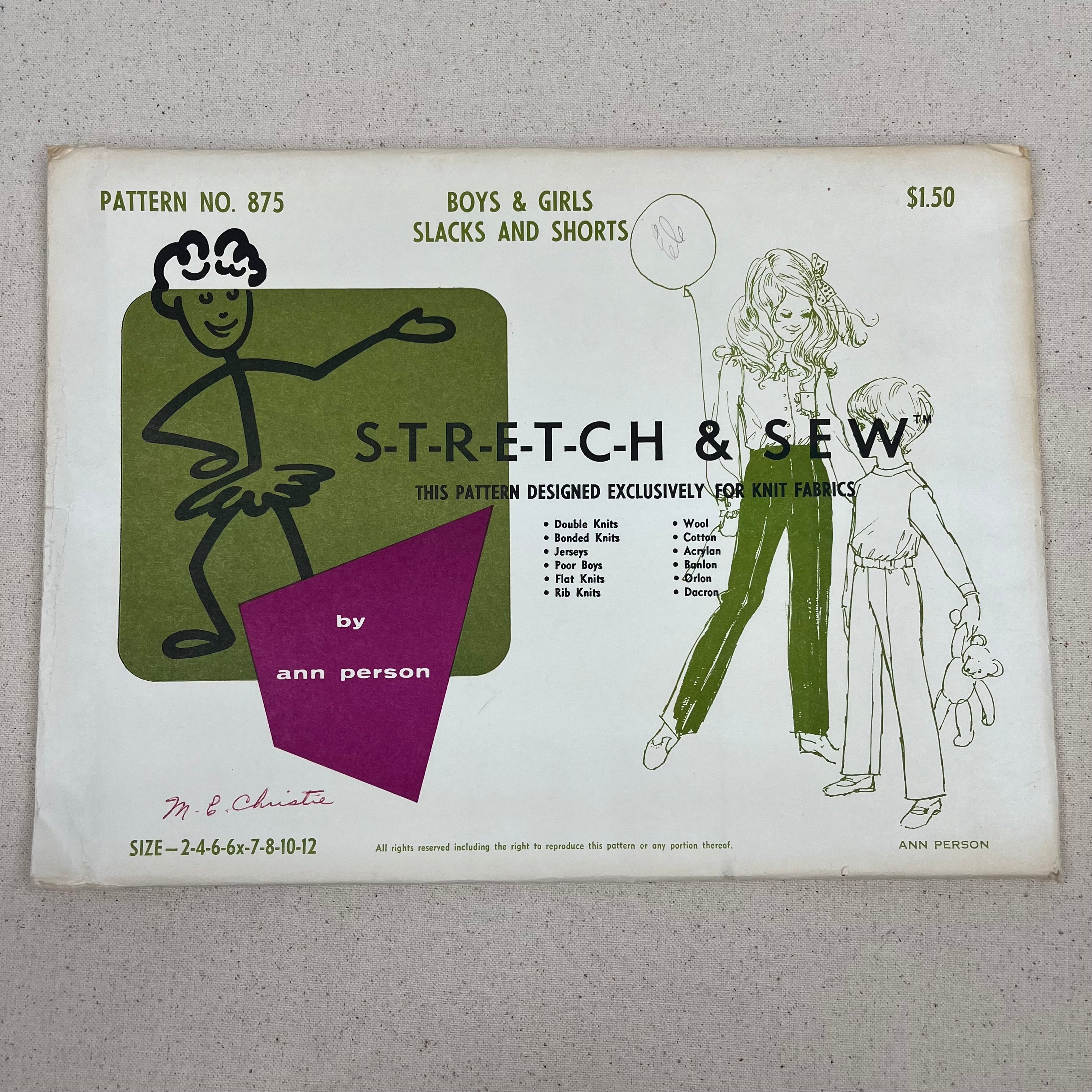 Stretch & Sew Pattern - 875 Kids Slacks & Shorts (NPA0534)