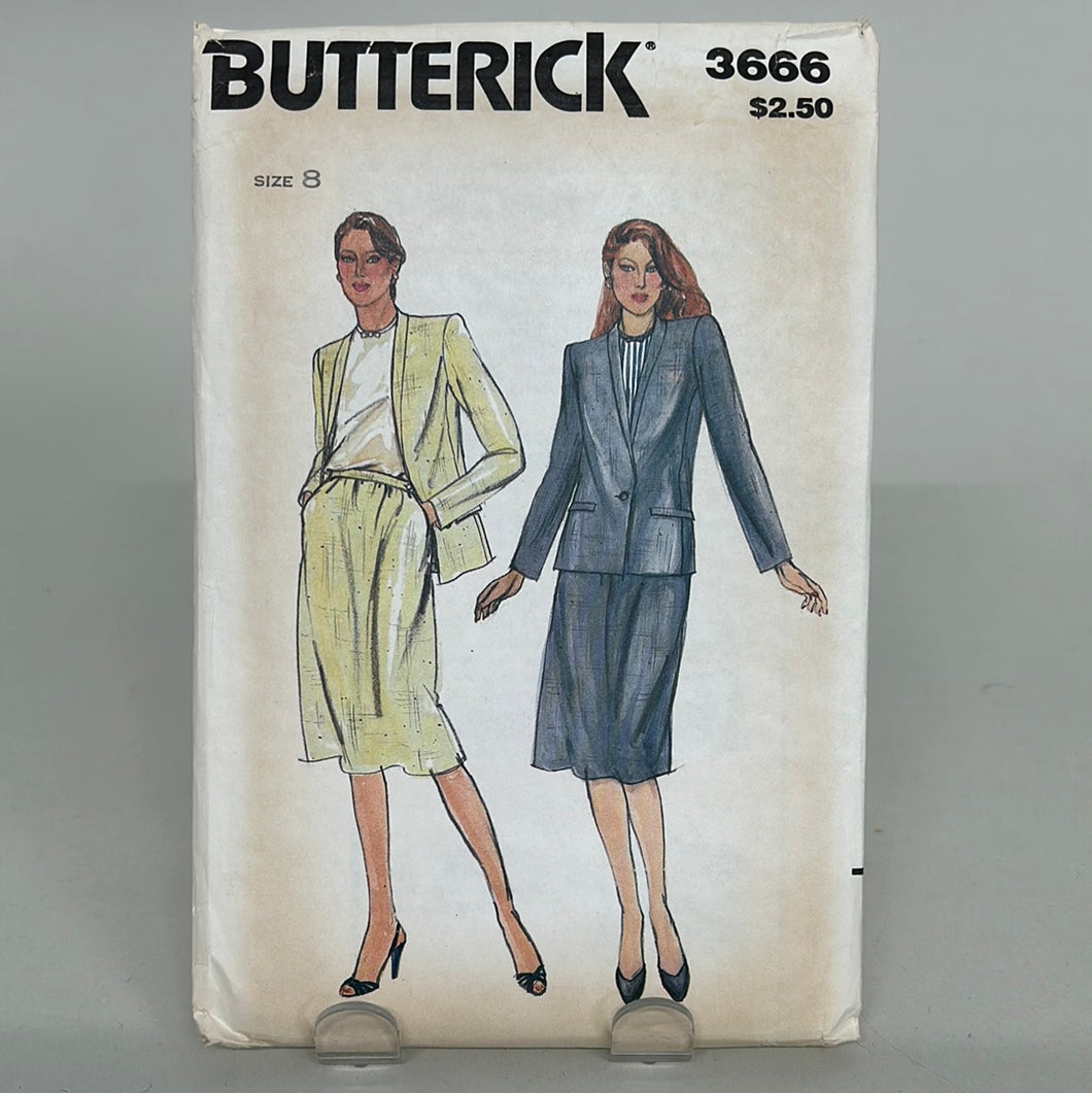 Vintage BUTTERICK Pattern, Misses' Jacket Blouse & Skirt (PBT3666)