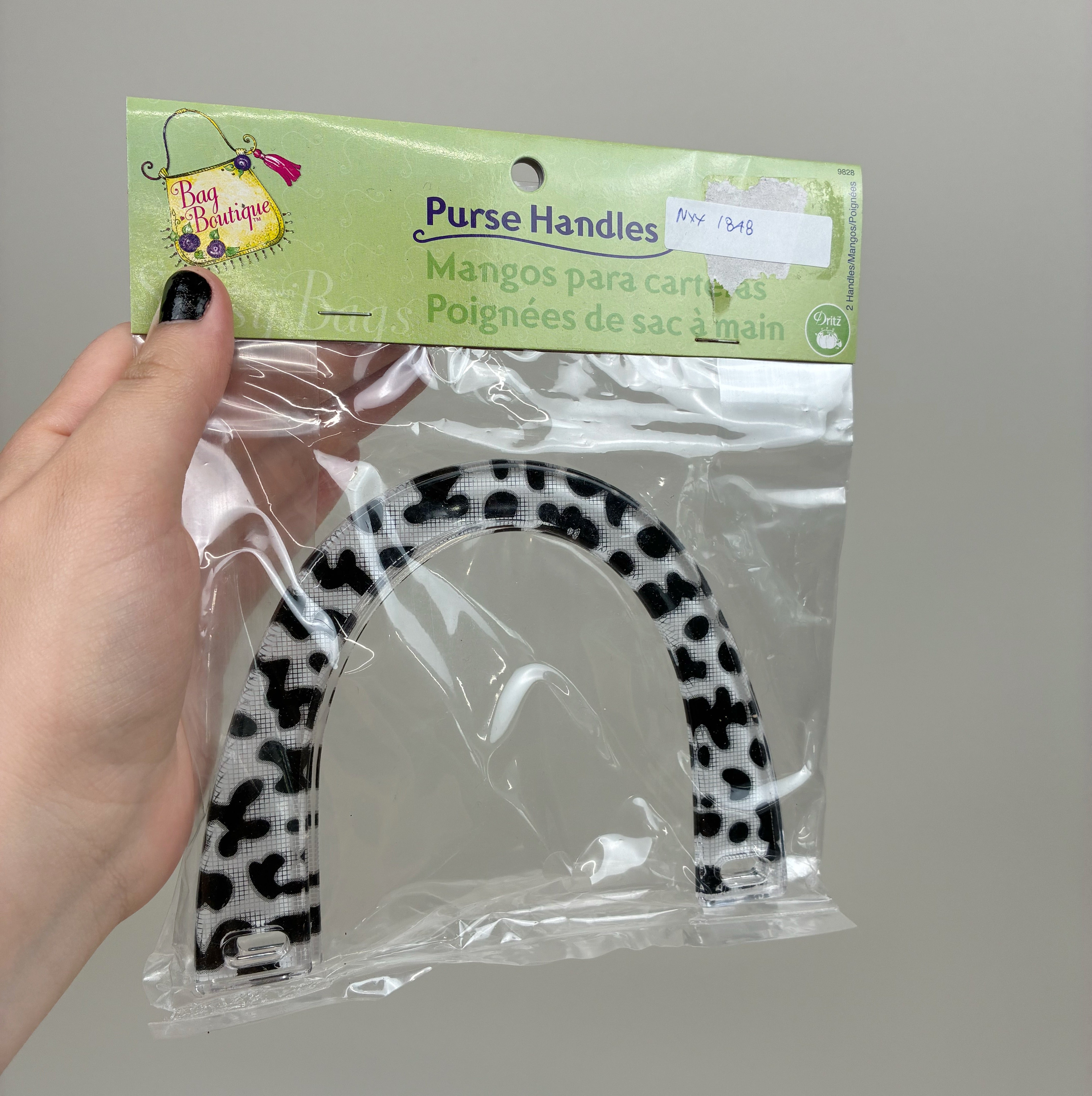 Acrylic Purse Handles - Cosmic Cow Print (NXX1848)