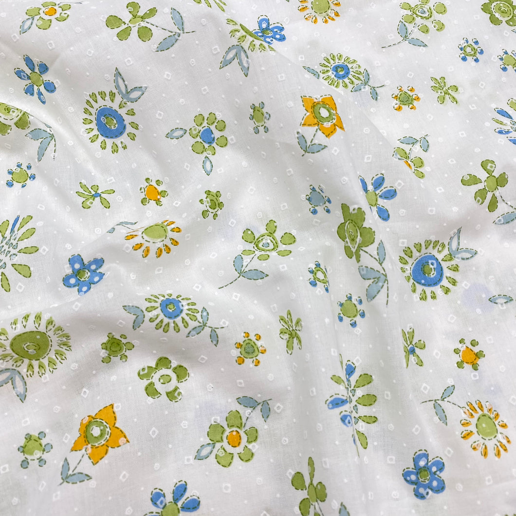 Cotton Dress Weight, Blue & Green Floral (WDW2282)