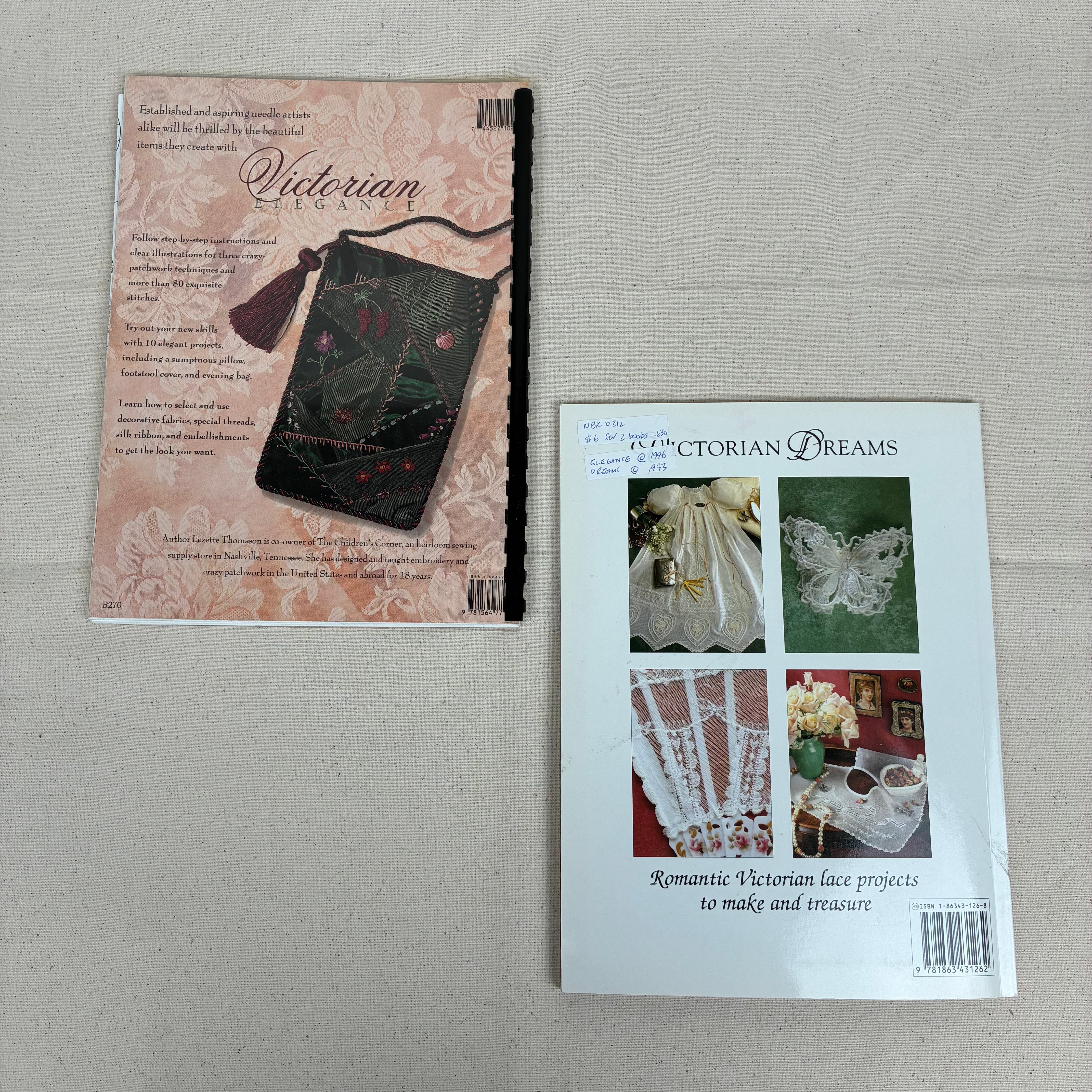 2 Victorian Craft Books - Lace Making by Machine & Patchwork (NBK0312)