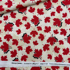 Quilting Cotton, Canadian Red & Cream (WQC2601)