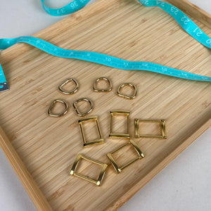 20mm D-Rings + 30mm Rectangular Rings (5x each)  - Gold Tone (NXX1543)