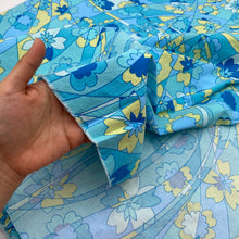 Load image into Gallery viewer, Stretch Cotton Dress Weight, Aqua &amp; Yellow Flowers (WDW2284)
