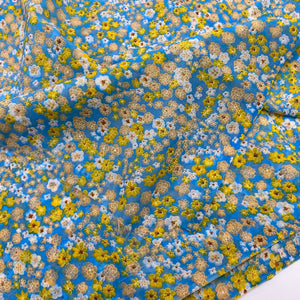 Blouse Weight - Sky Blue with Yellow Flowers (WDW3113)