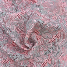 Load image into Gallery viewer, Sparkle Embroidered Lace - Silver and Pink (WFY0576)
