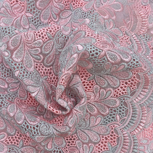 Sparkle Embroidered Lace - Silver and Pink (WFY0576)