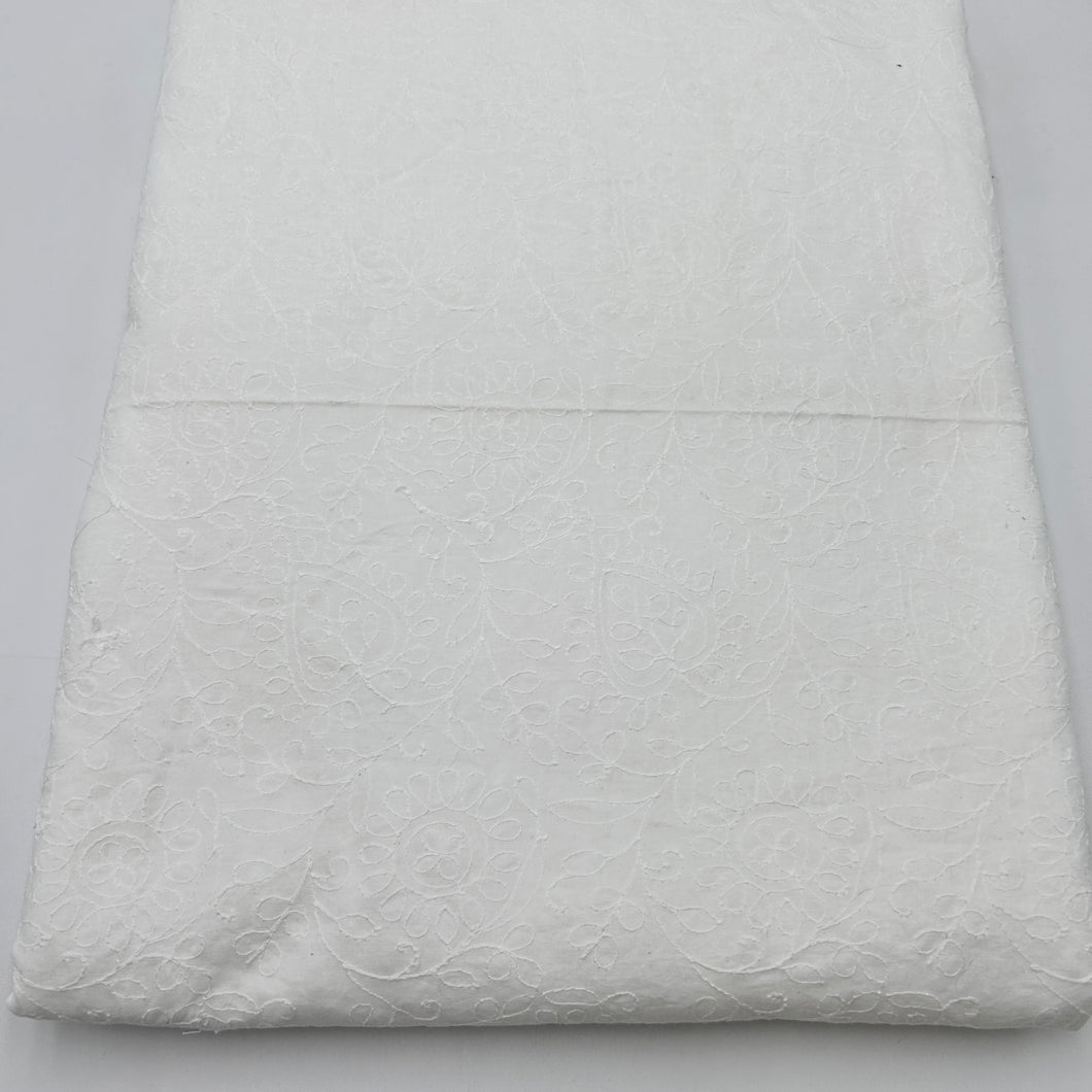 Cotton Blouse Weight, Embroidered White (WDW2417)