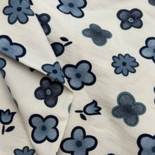 Load image into Gallery viewer, Stretch Cotton Bottom Weight, White w Blue Flowers (WBW0468)
