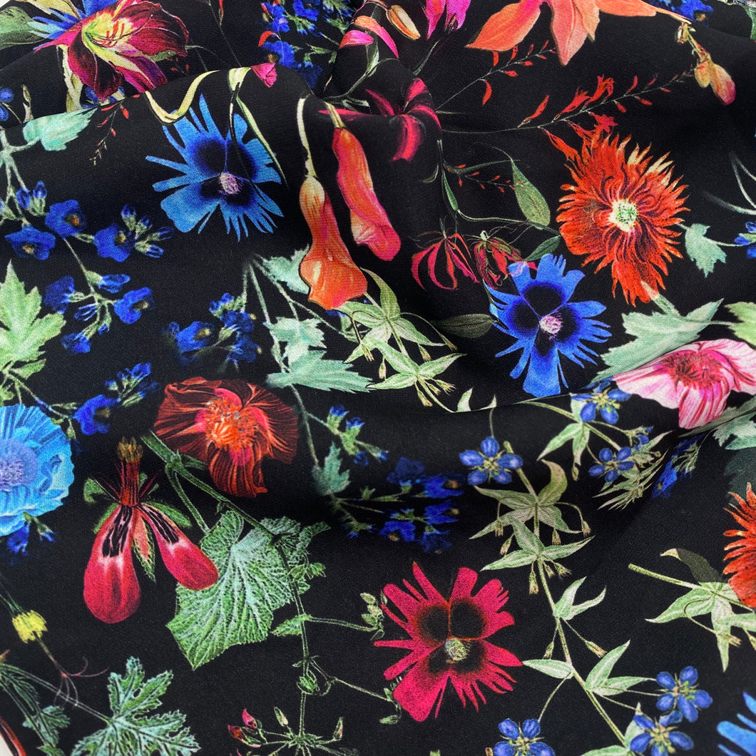 Silk Blouse Weight, Floral on Black (WDW2288)