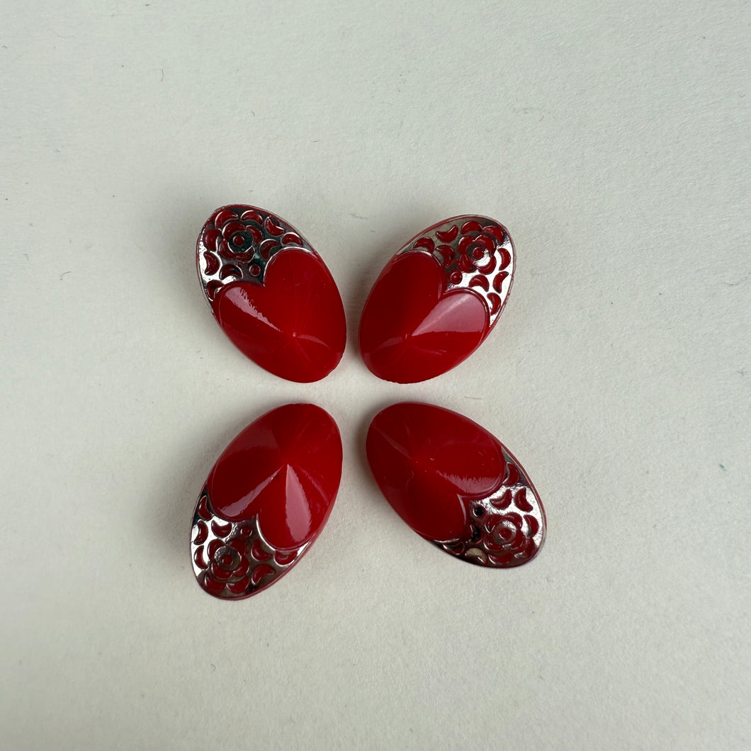 Novelty Button, Red & Silver (NBU0660)