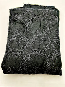Viscose Blend Blouse Weight, Embroidered Black Floral (WDW2408)