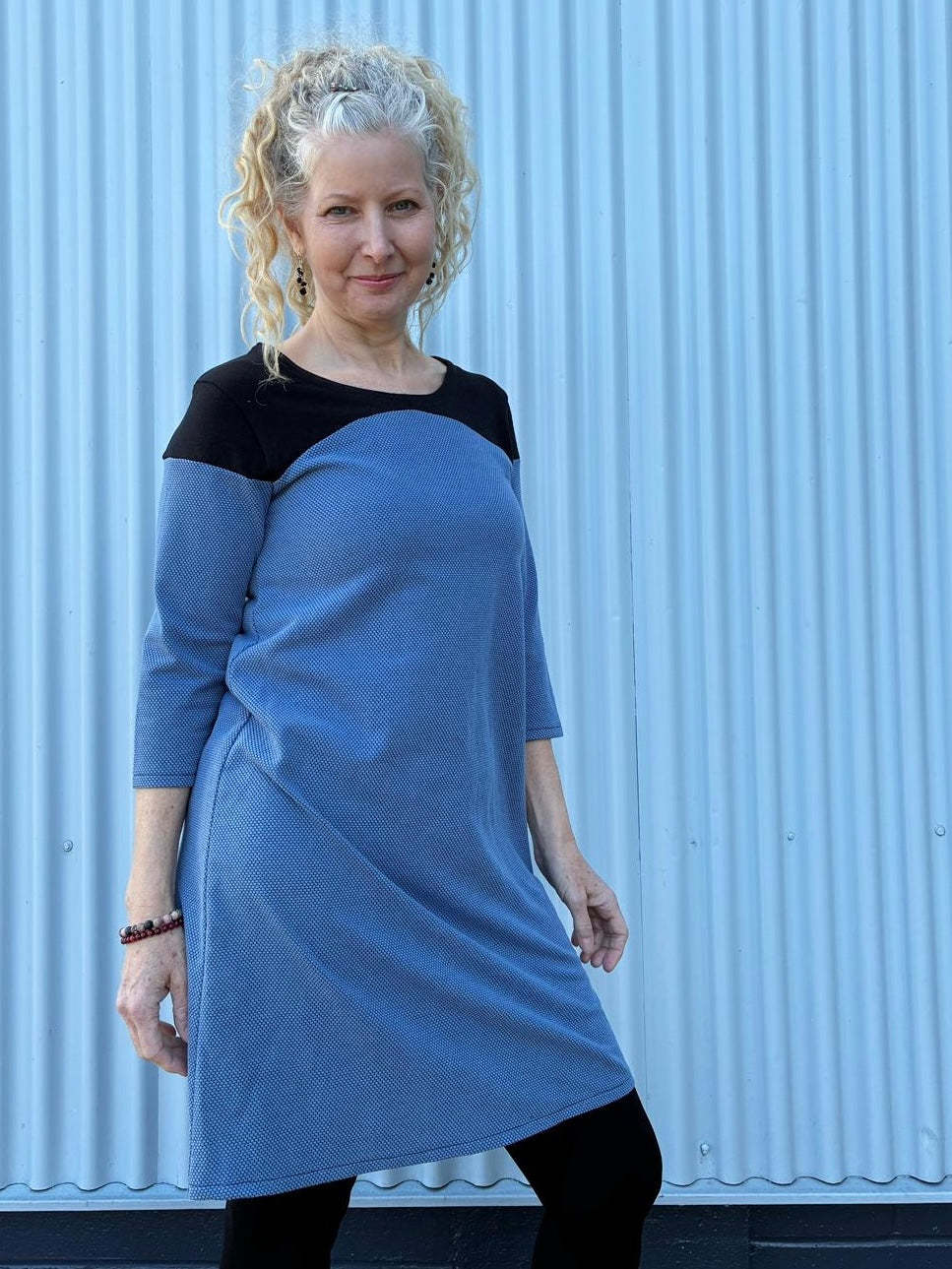 Cotton Blend Bubble Jersey - Denim Blue (KJE1447:48)