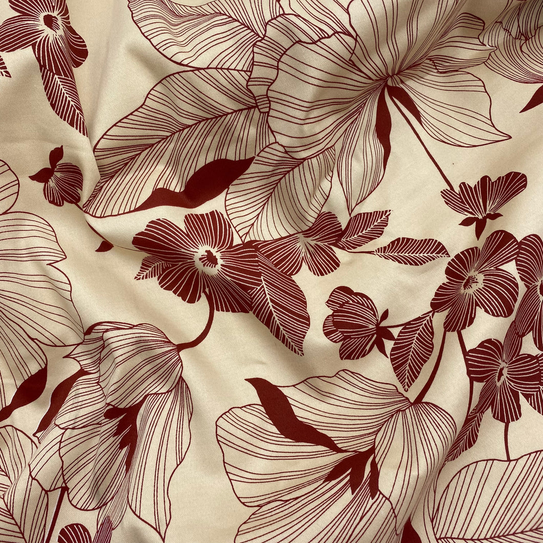 Stretch Cotton Blend Twill, Burgundy Tropical (WBW0457)