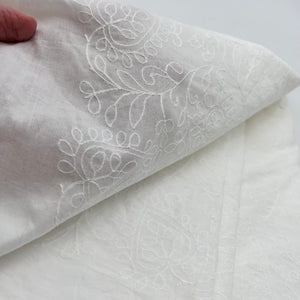 Cotton Blouse Weight, Embroidered White (WDW2417)