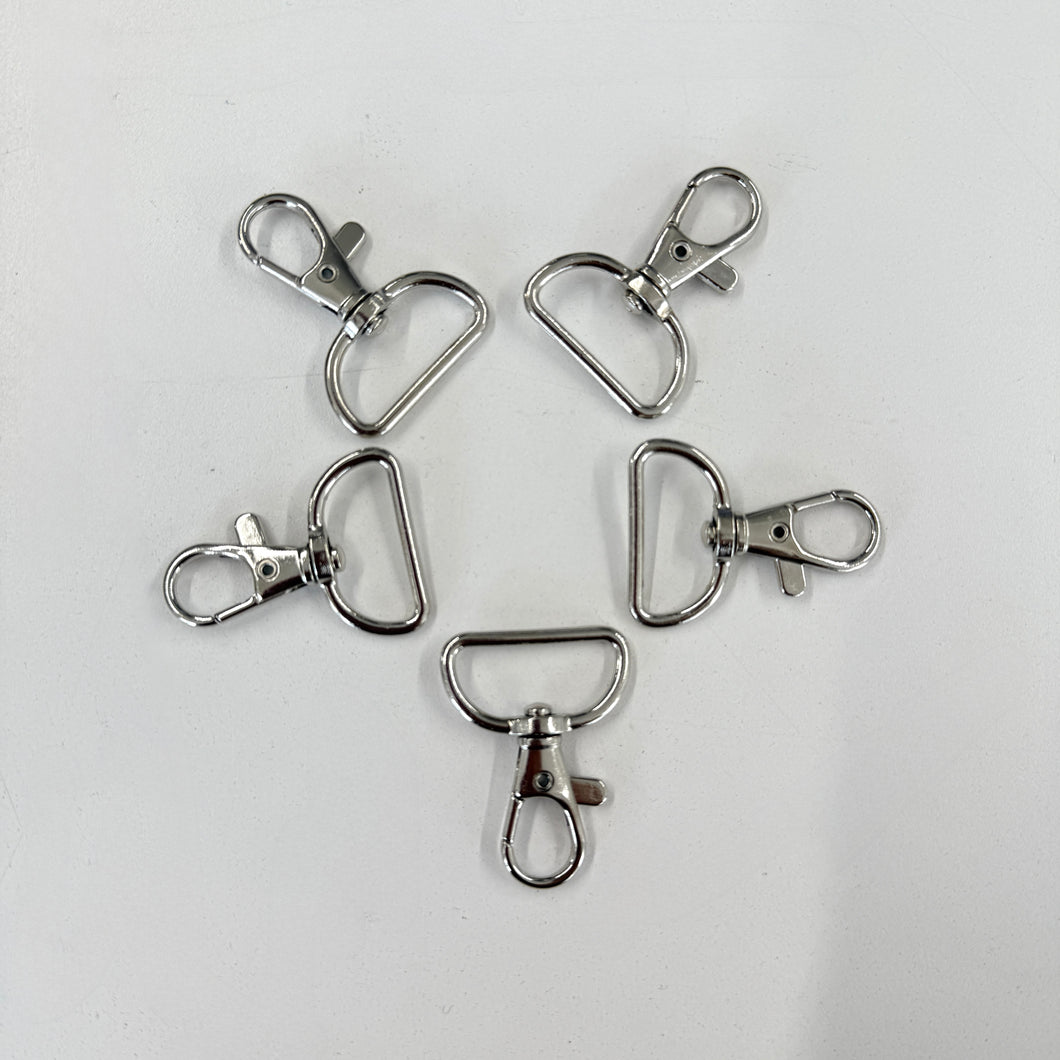 Swivel Lobster Clasp with D-Ring, 25mm, 5 count (NXX1396)