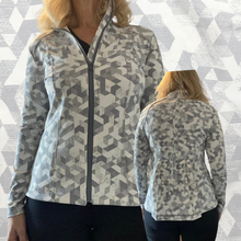 Load image into Gallery viewer, Supplex Jersey, White/Grey Geometric (KAC0462)(KJE)
