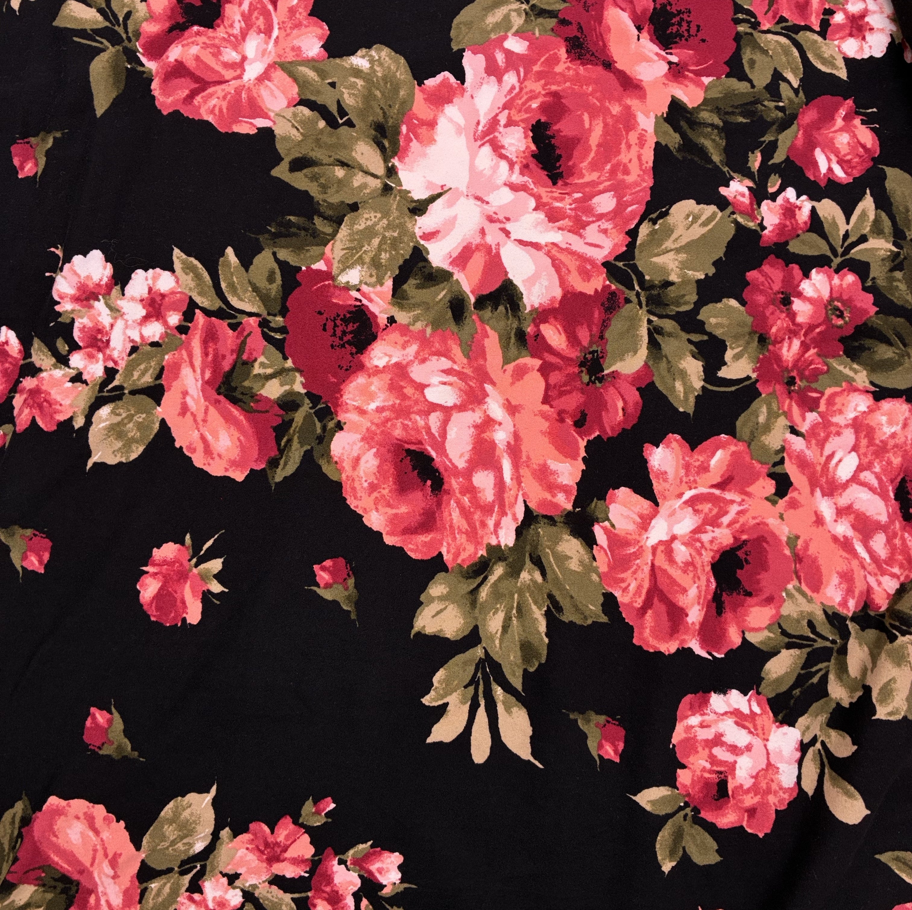 Cotton Blend Jersey - Midnight Rose (KJE1455)