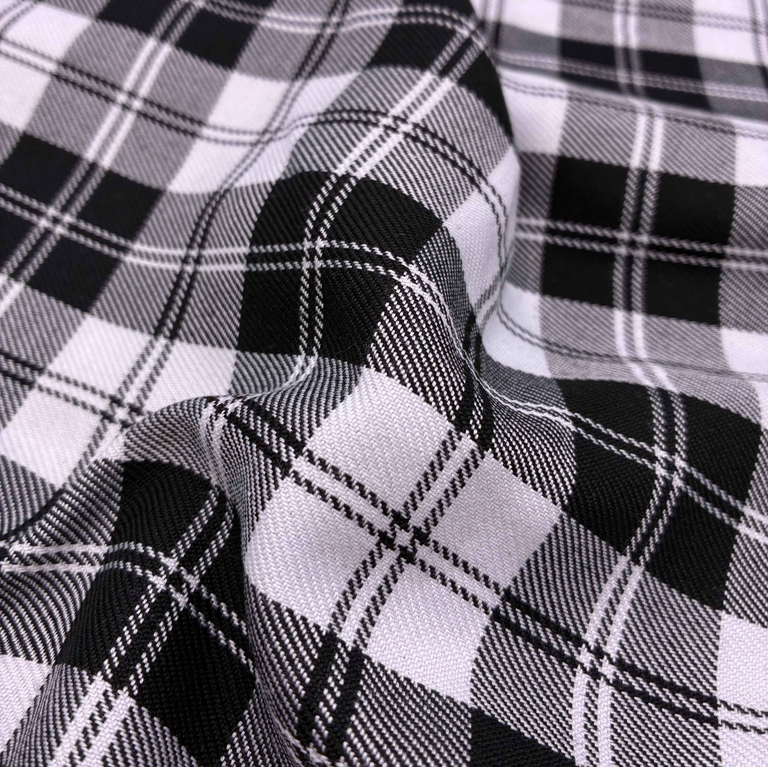 Wool Blend Plaid Shirting - Black & White (WDW3406:3408)