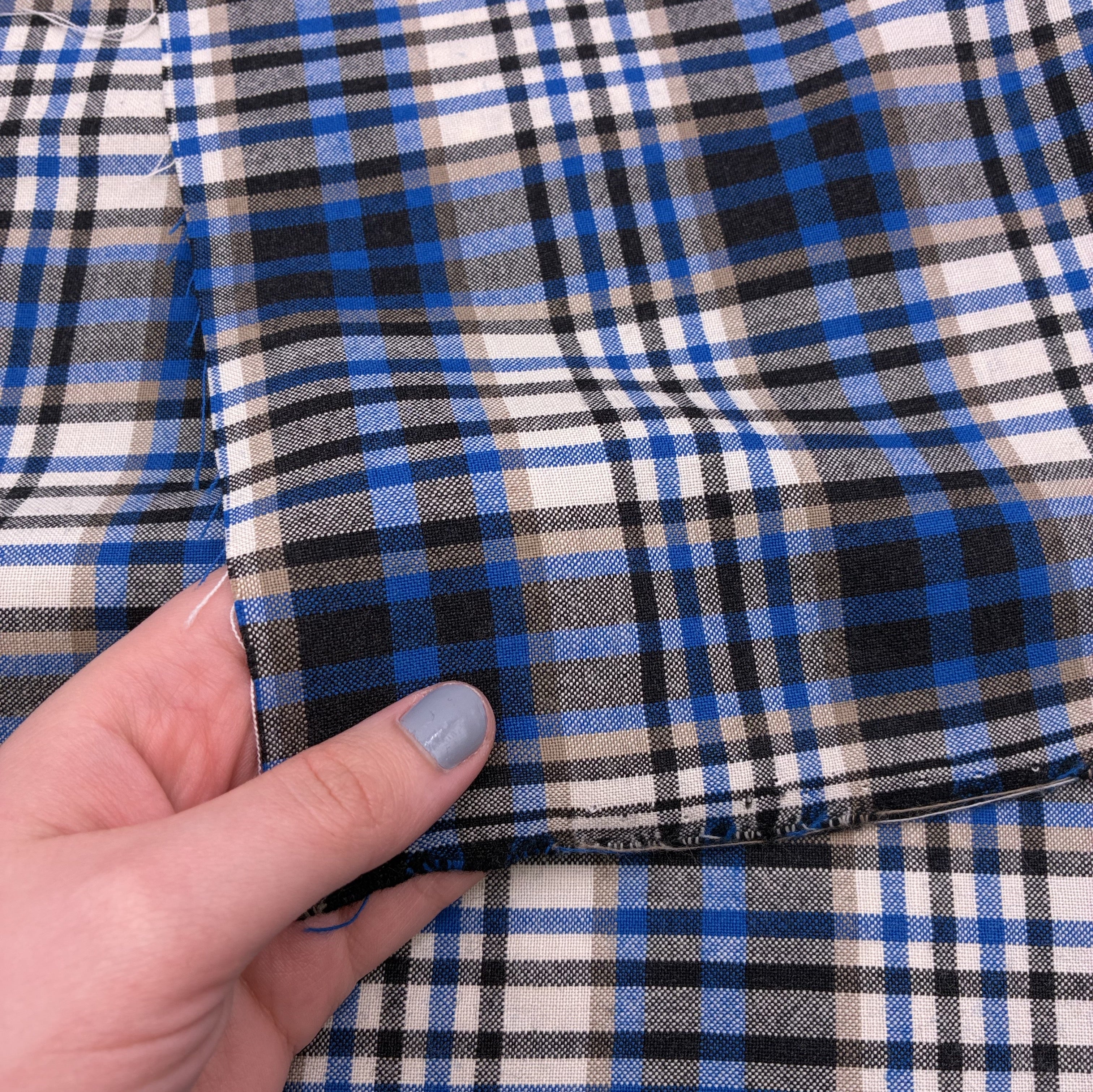 Wool Plaid Shirting - Blue & Black (WDW3409)
