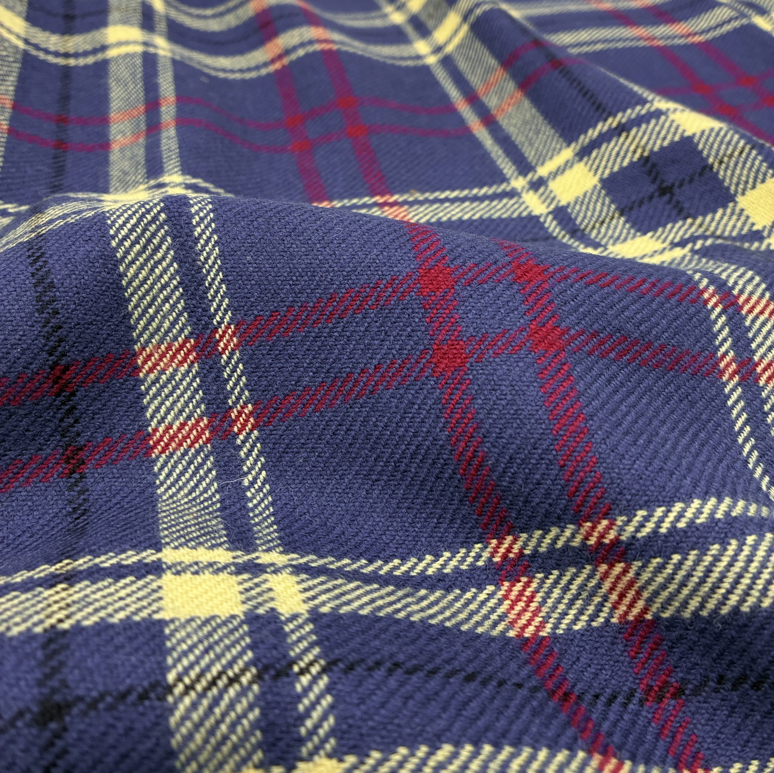 Wool Plaid Suiting - Blue & Yellow (WSW0728)