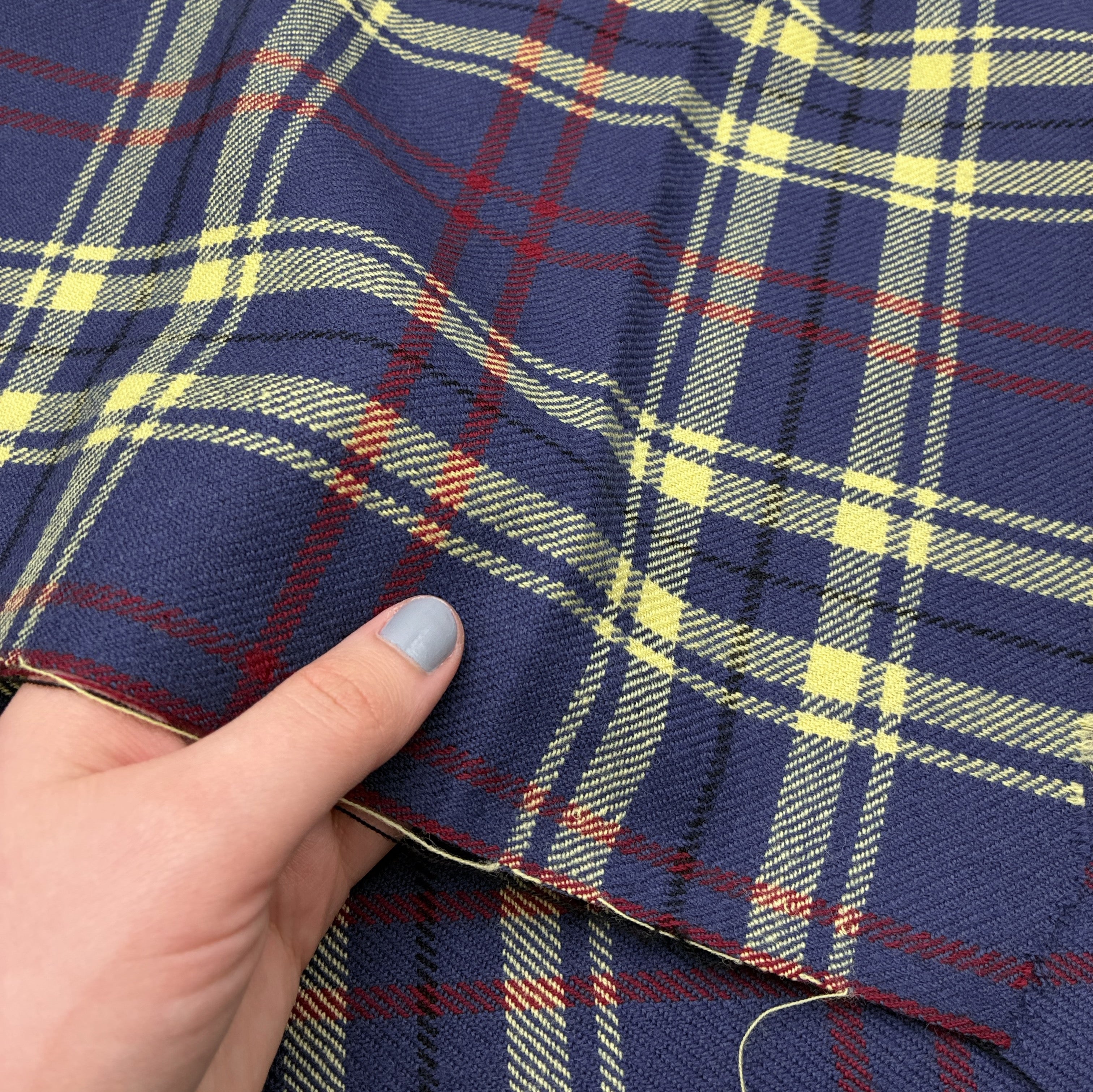 Wool Plaid Suiting - Blue & Yellow (WSW0728)