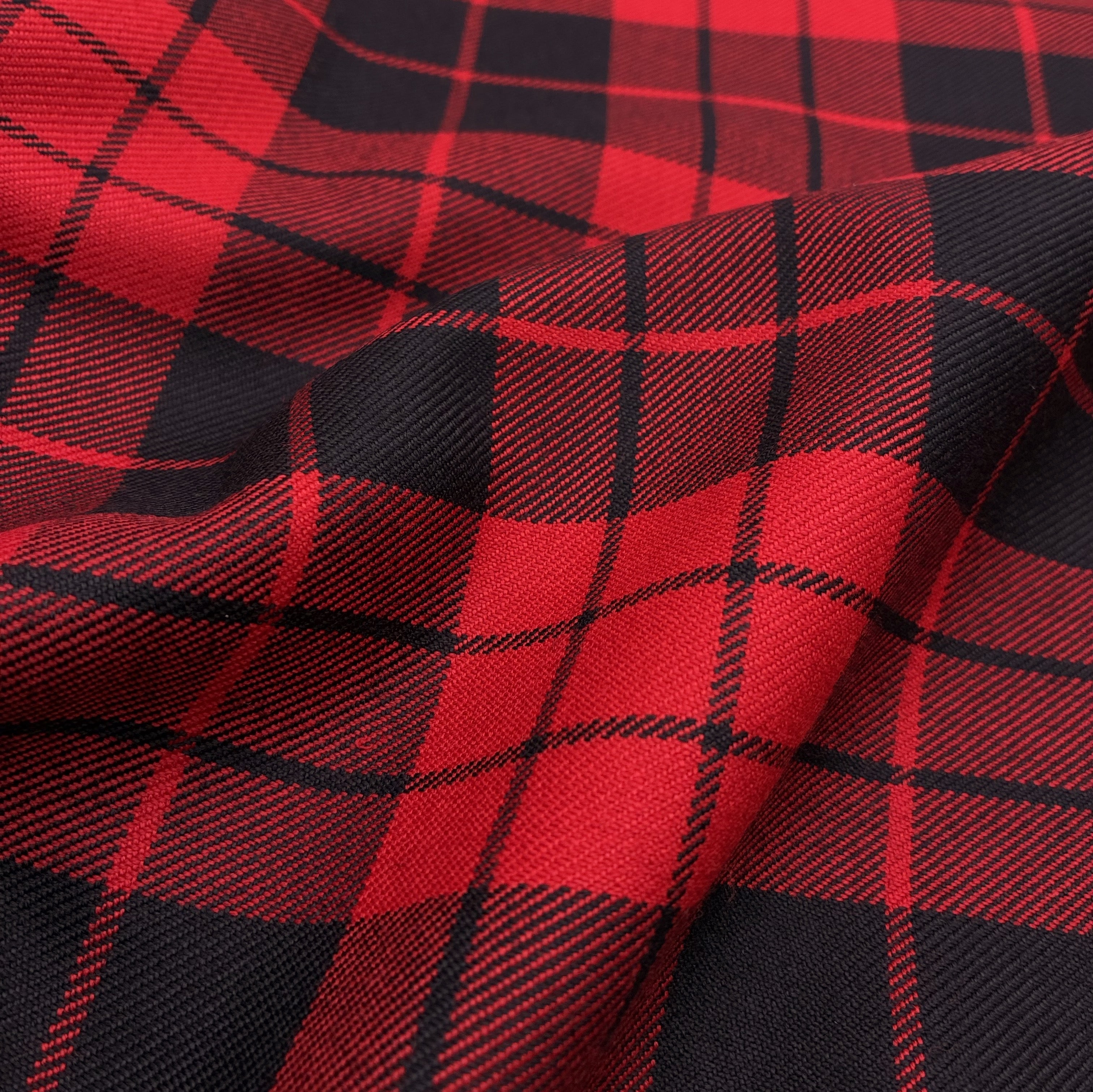 Wool Blend Plaid Suiting - Red & Black (WSW0733:734)
