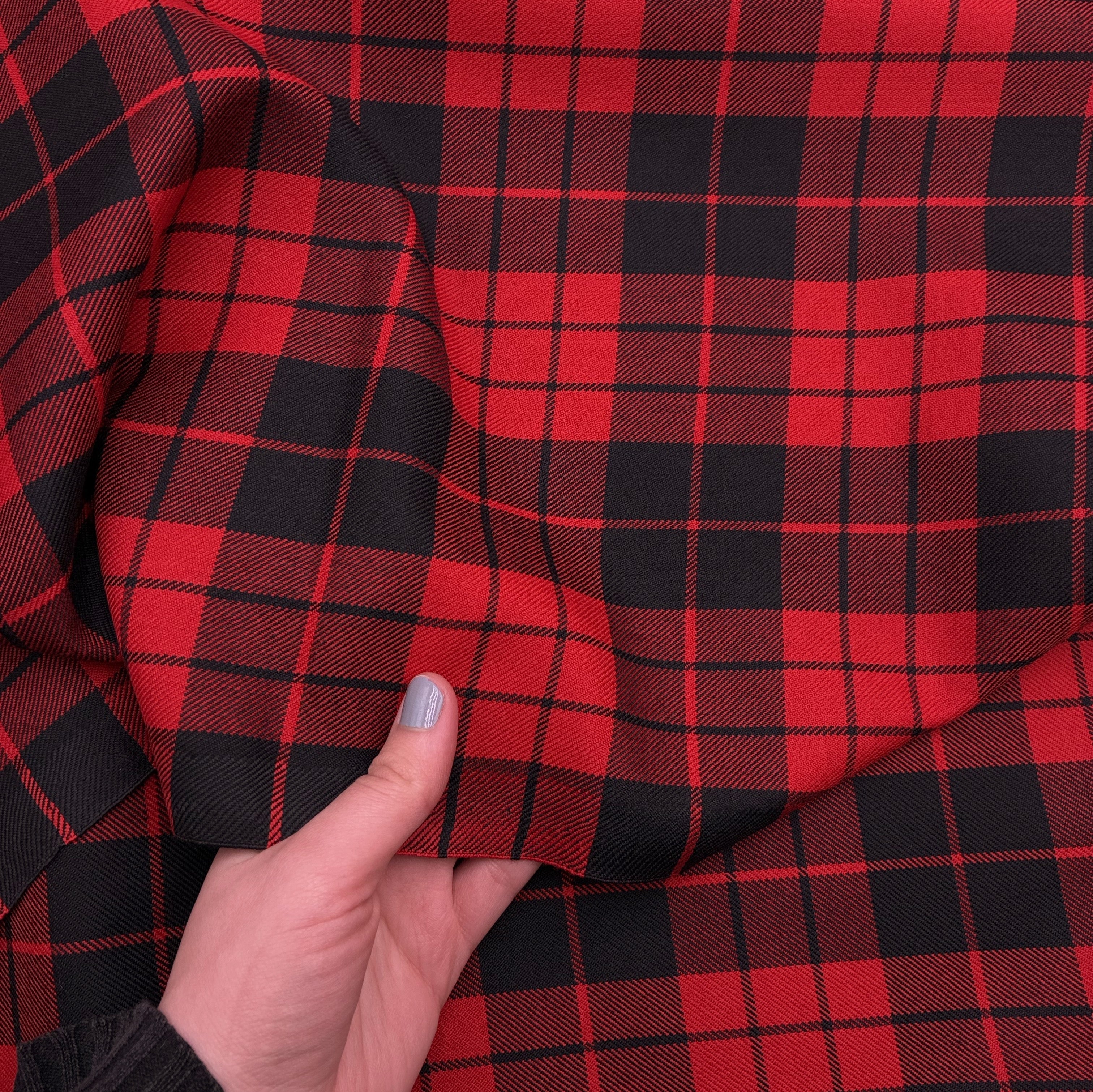 Wool Blend Plaid Suiting - Red & Black (WSW0733:734)
