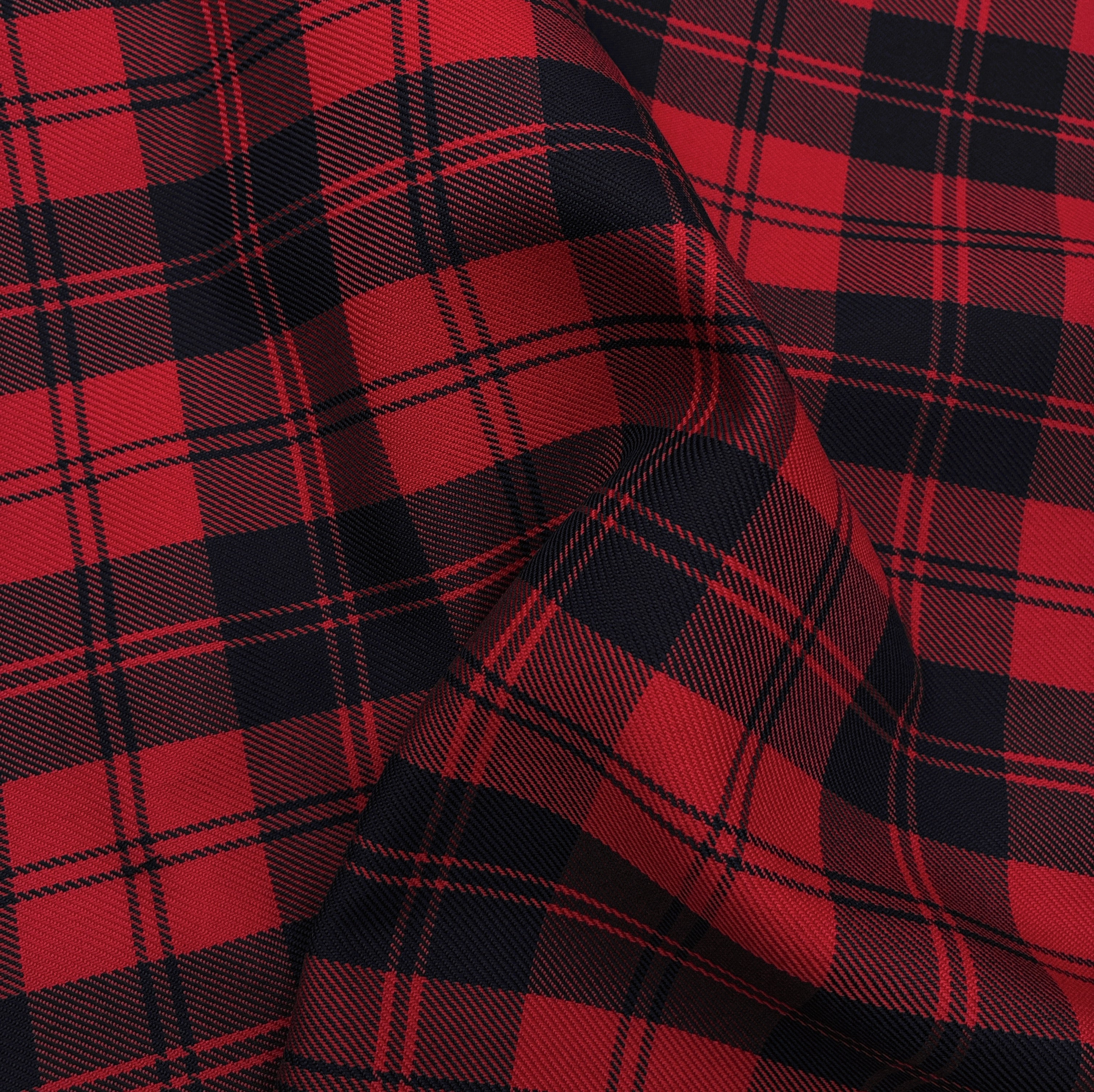 Wool Blend Plaid Suiting - Red & Black (WSW0735)