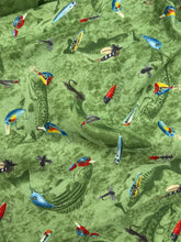Load image into Gallery viewer, Wildwood, Wildriver by South Seas Quilting Cotton, Mixed Colours on Green (WQC2643)
