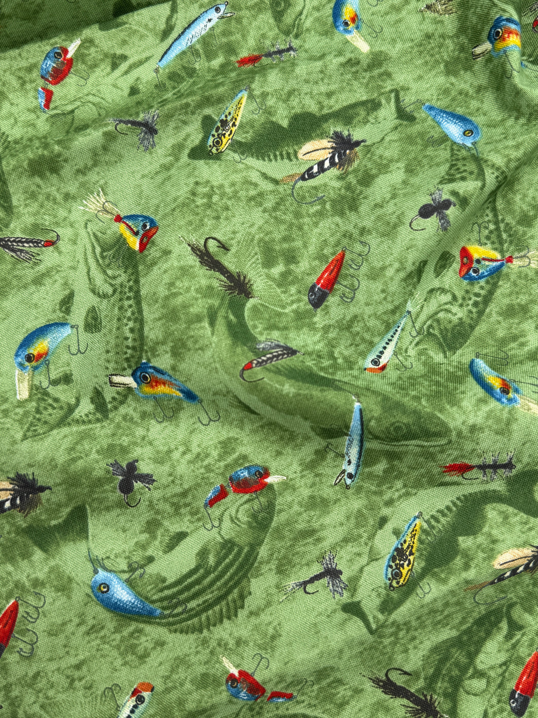 Wildwood, Wildriver by South Seas Quilting Cotton, Mixed Colours on Green (WQC2643)