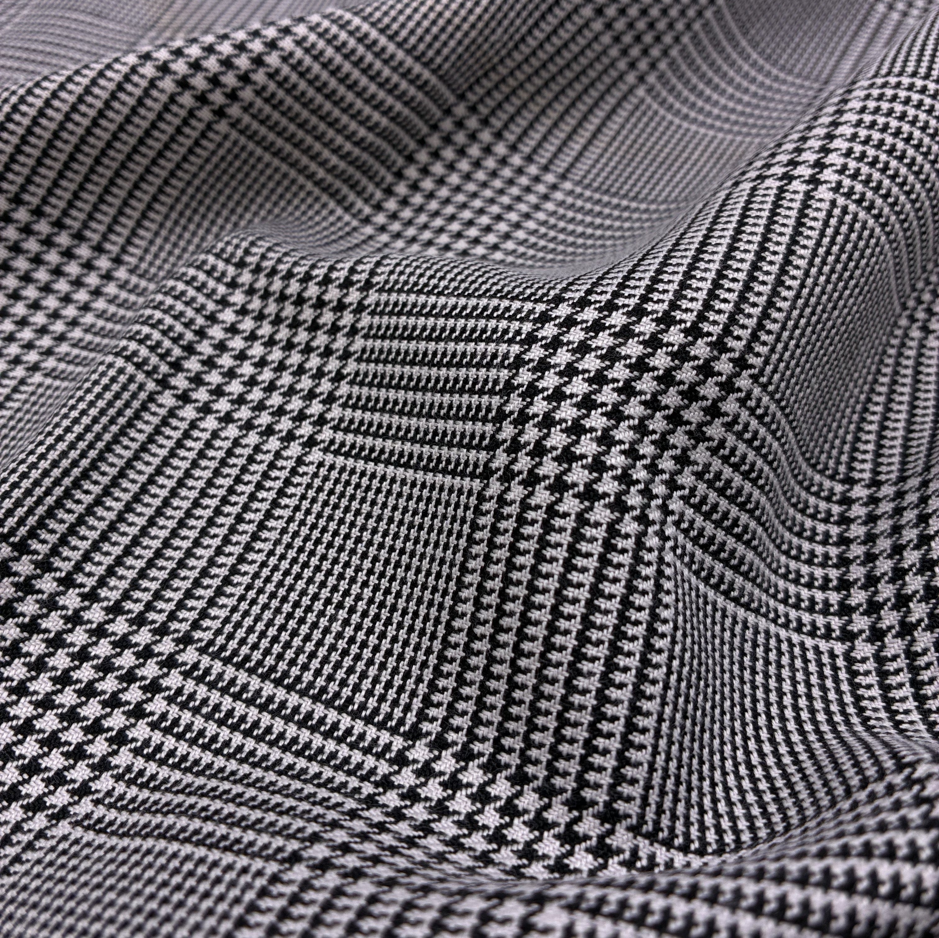 Houndstooth Wool Blend Suiting - Black (WSW0739)