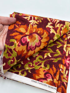 Cotton Dress Weight, Ochre & Burgundy Floral (WDW2411)