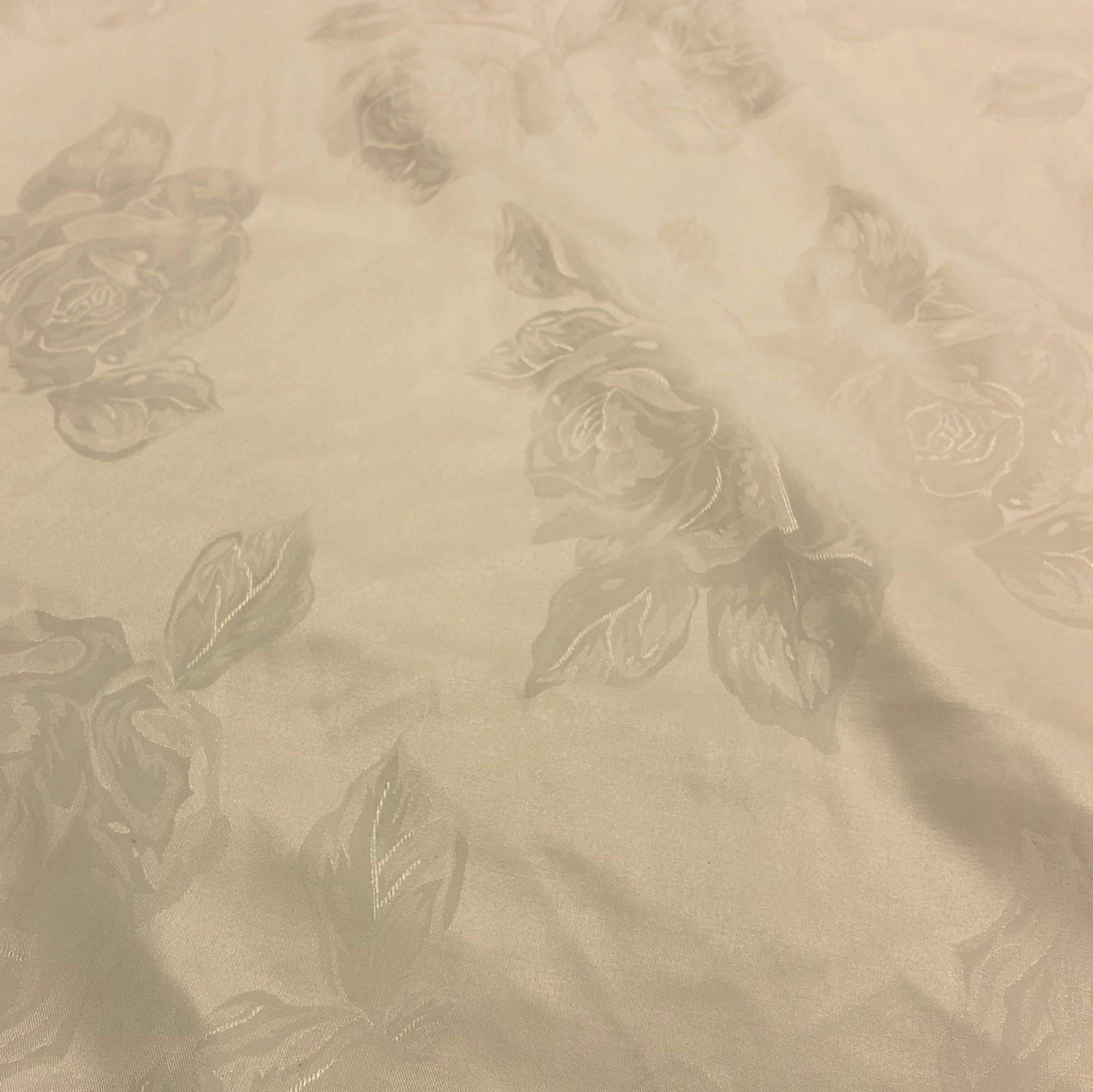Cotton Blend Rose Jacquard Drapery - Pale Yellow  (HDH0709:10)