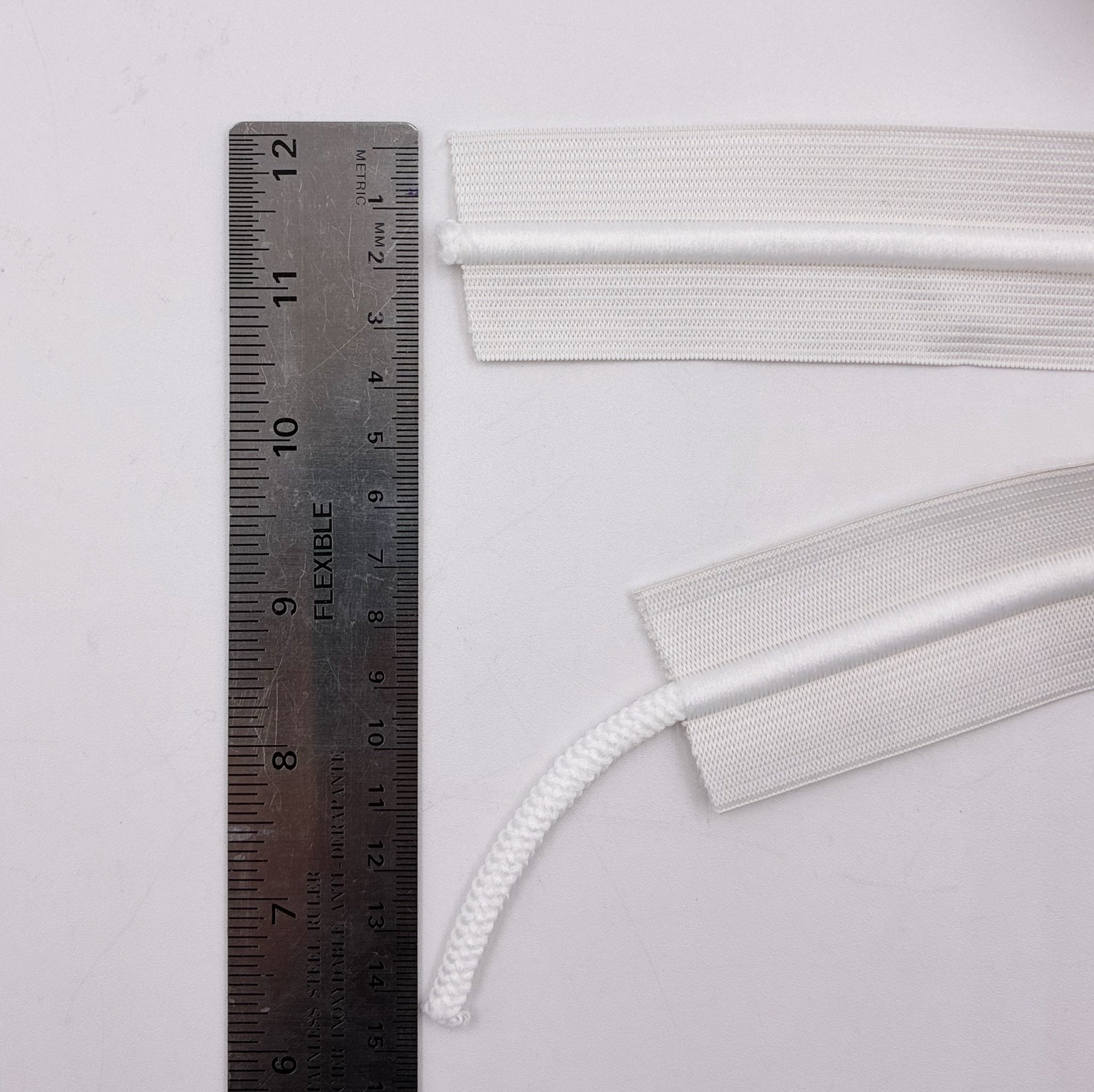 40mm Drawstring Elastic - White, 3m (NEL0211)