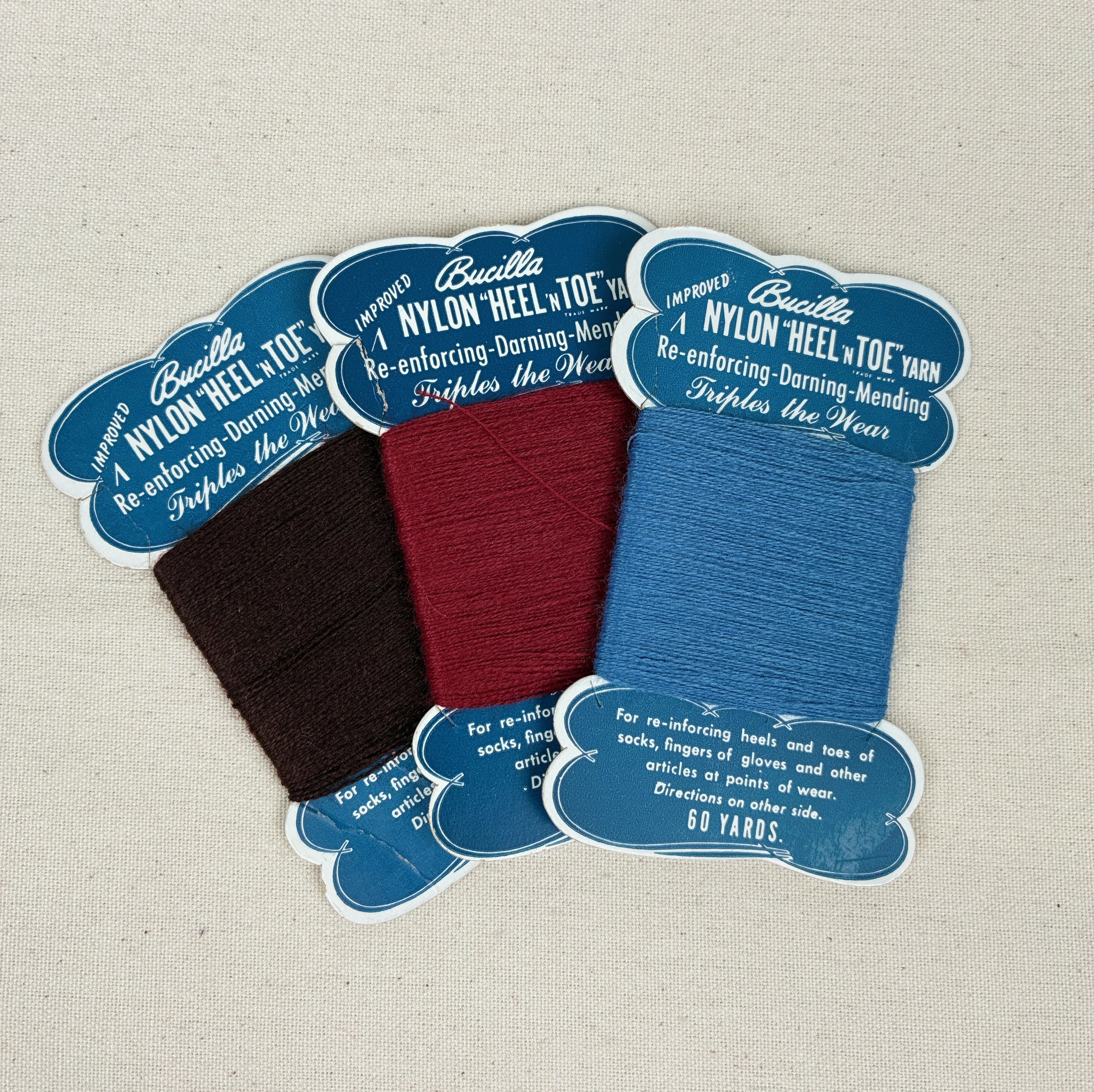 Vintage Bucilla Nylon Heel n' Toe Yarn - 3 Pack (NXX1787)
