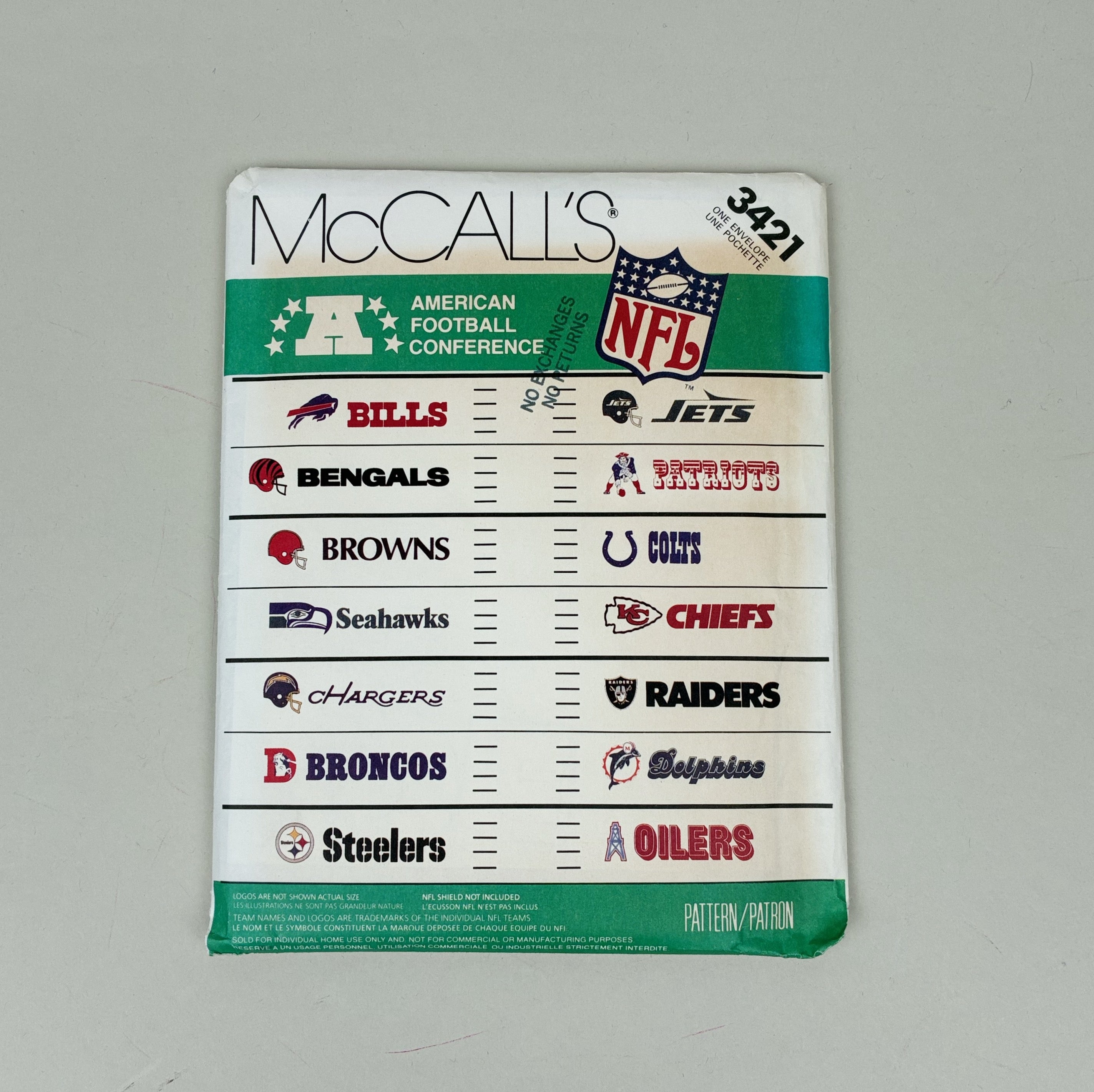 McCall's Pattern - 3421 NFL Outline Transfers (NPA0376)