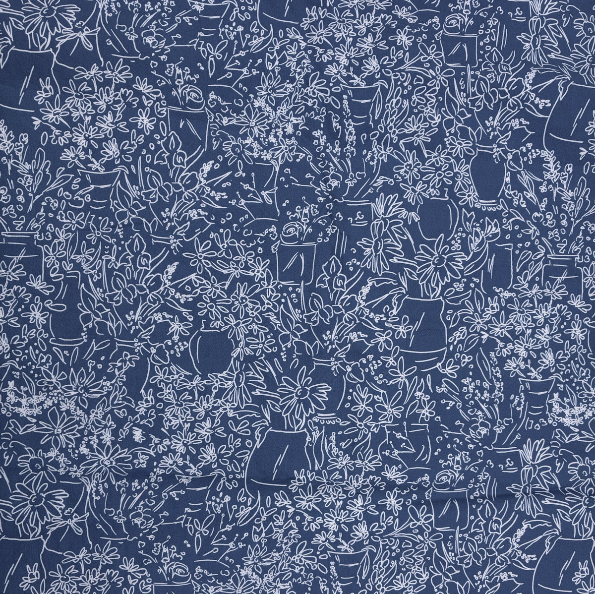 Cotton Shirting - Blue Potted Garden (WDW3770)