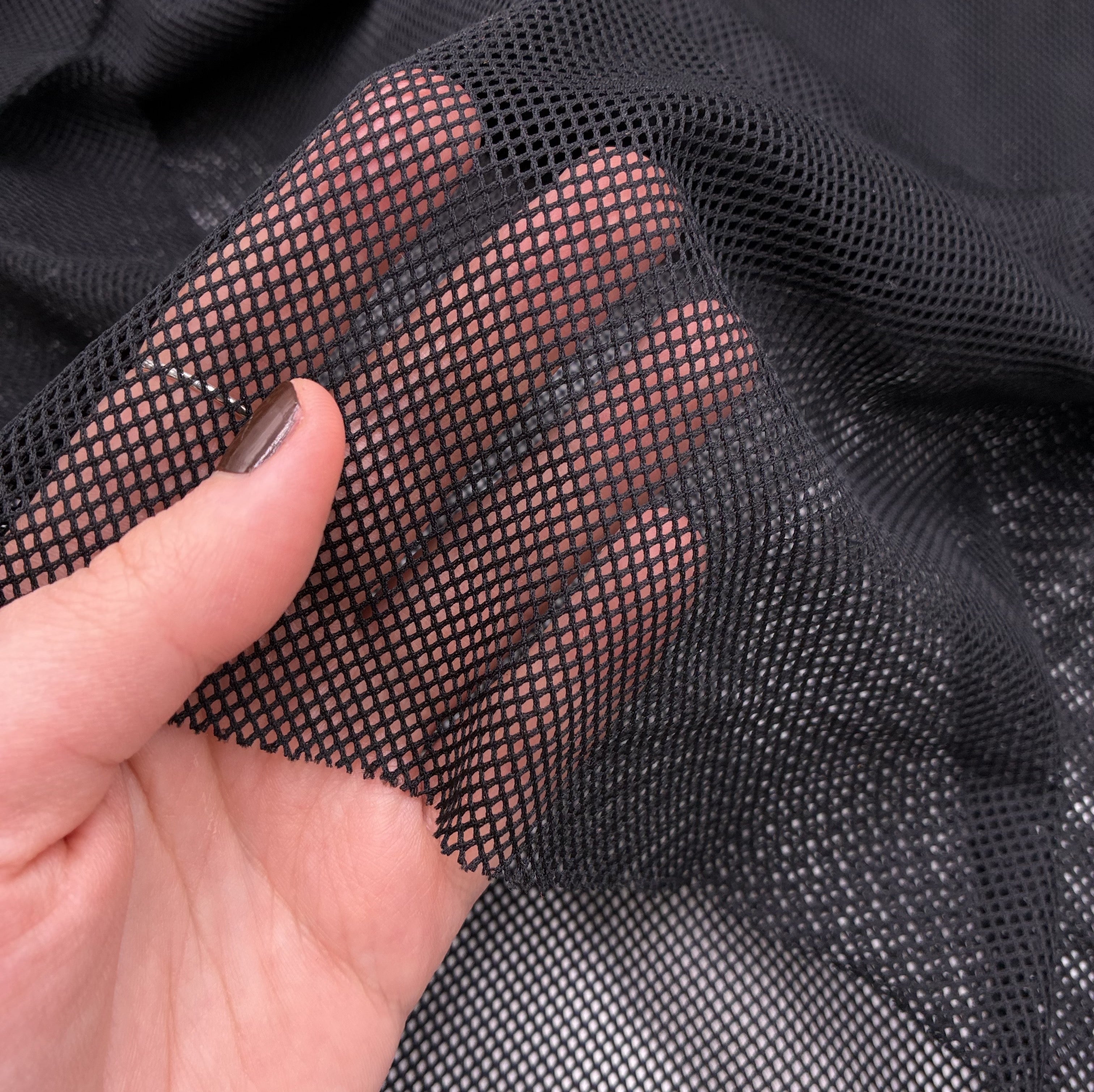 Fine Knit Fishnet Mesh - Black (KLM0229)