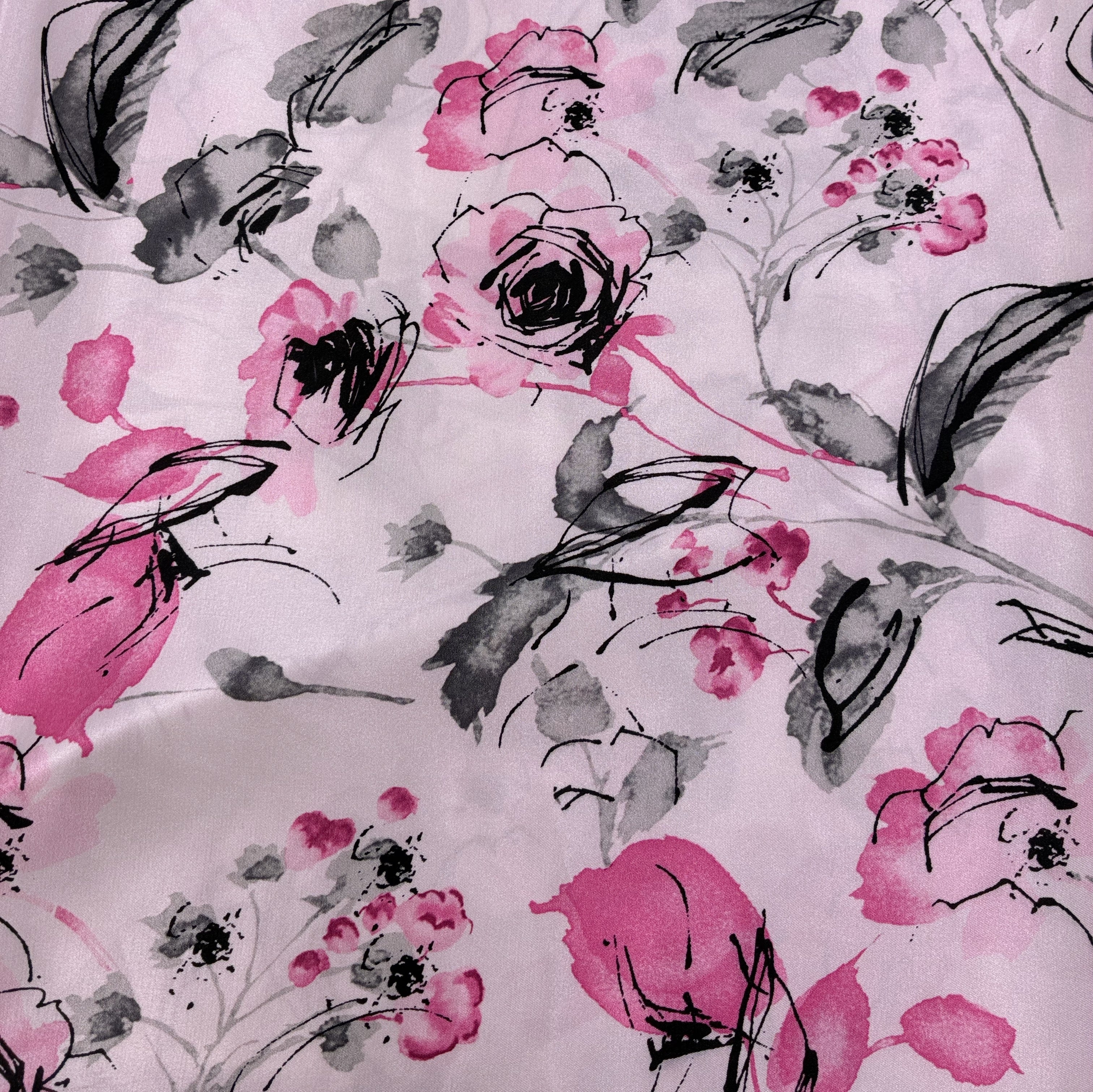 Satin Stretch Blouse Weight - Painterly Peonies (WDW3560)