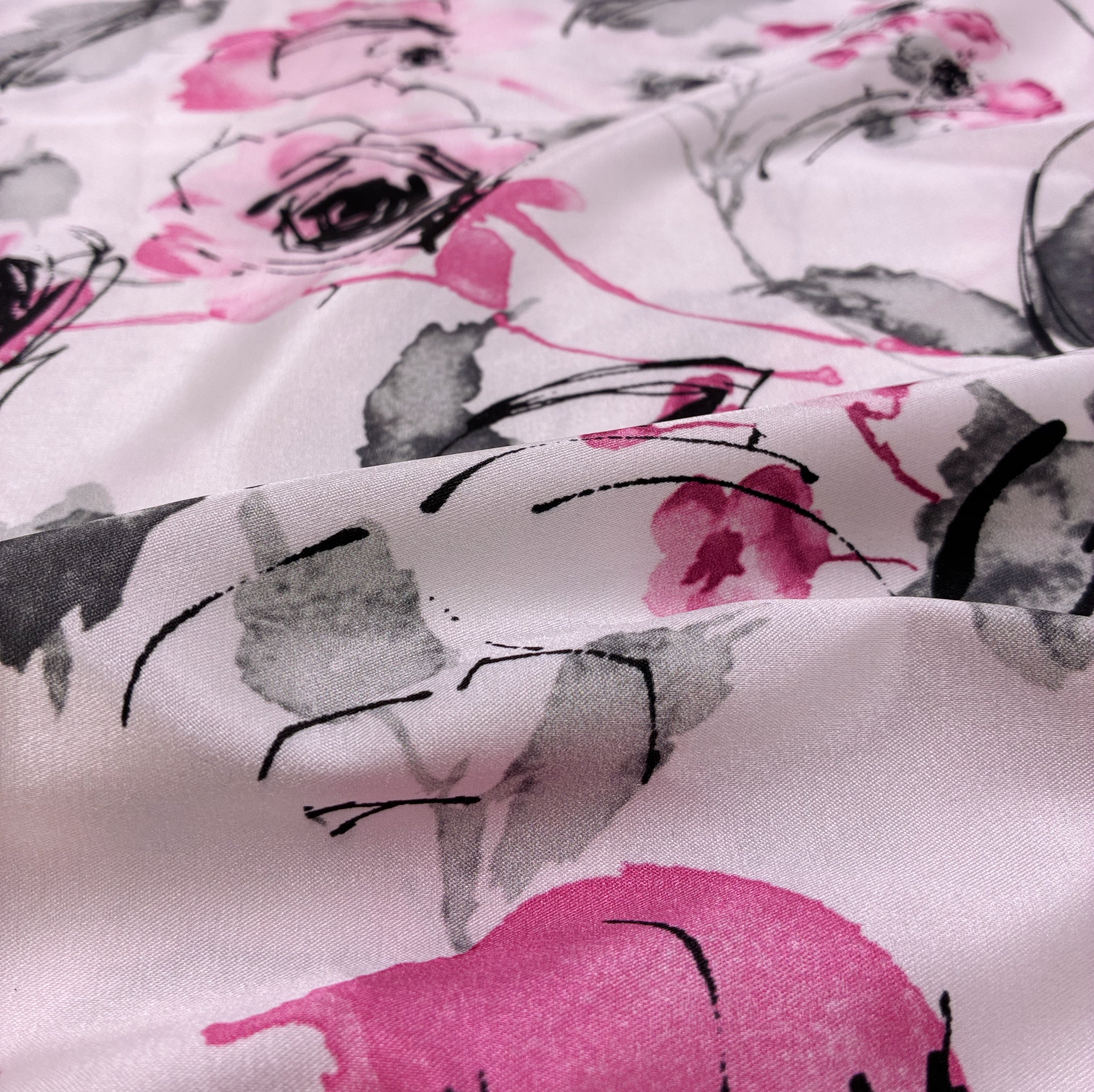 Satin Stretch Blouse Weight - Painterly Peonies (WDW3560)
