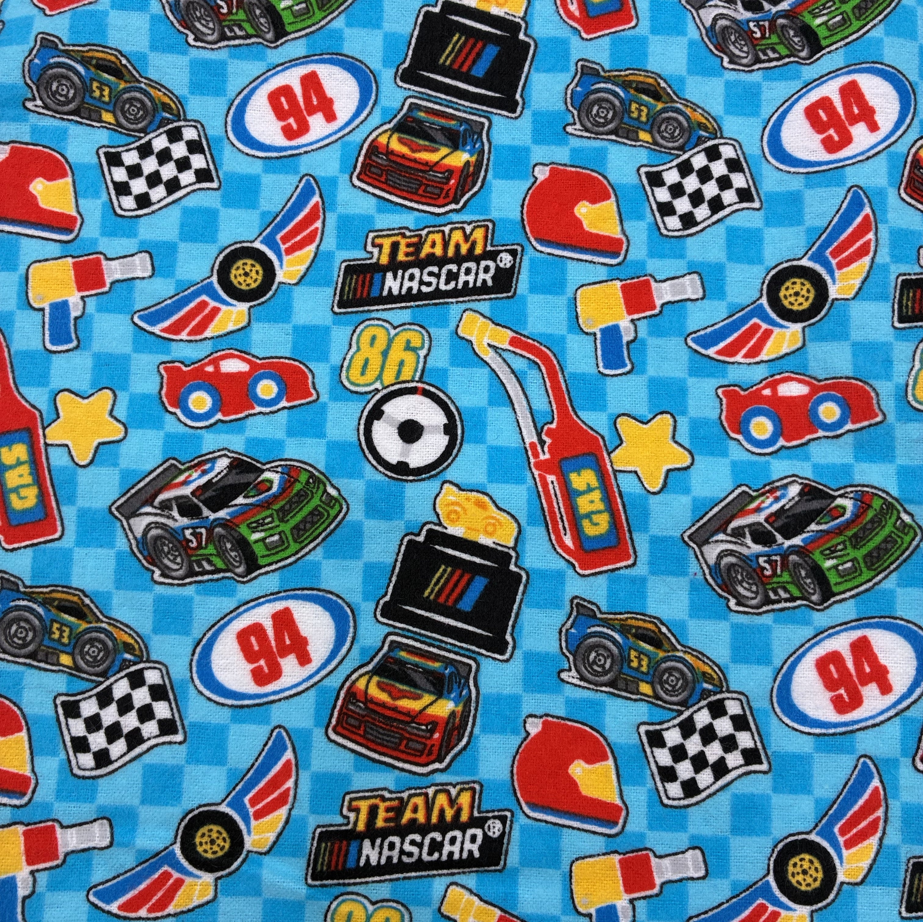 Cotton Flannelette - Racecar Stickers (WFL0395)